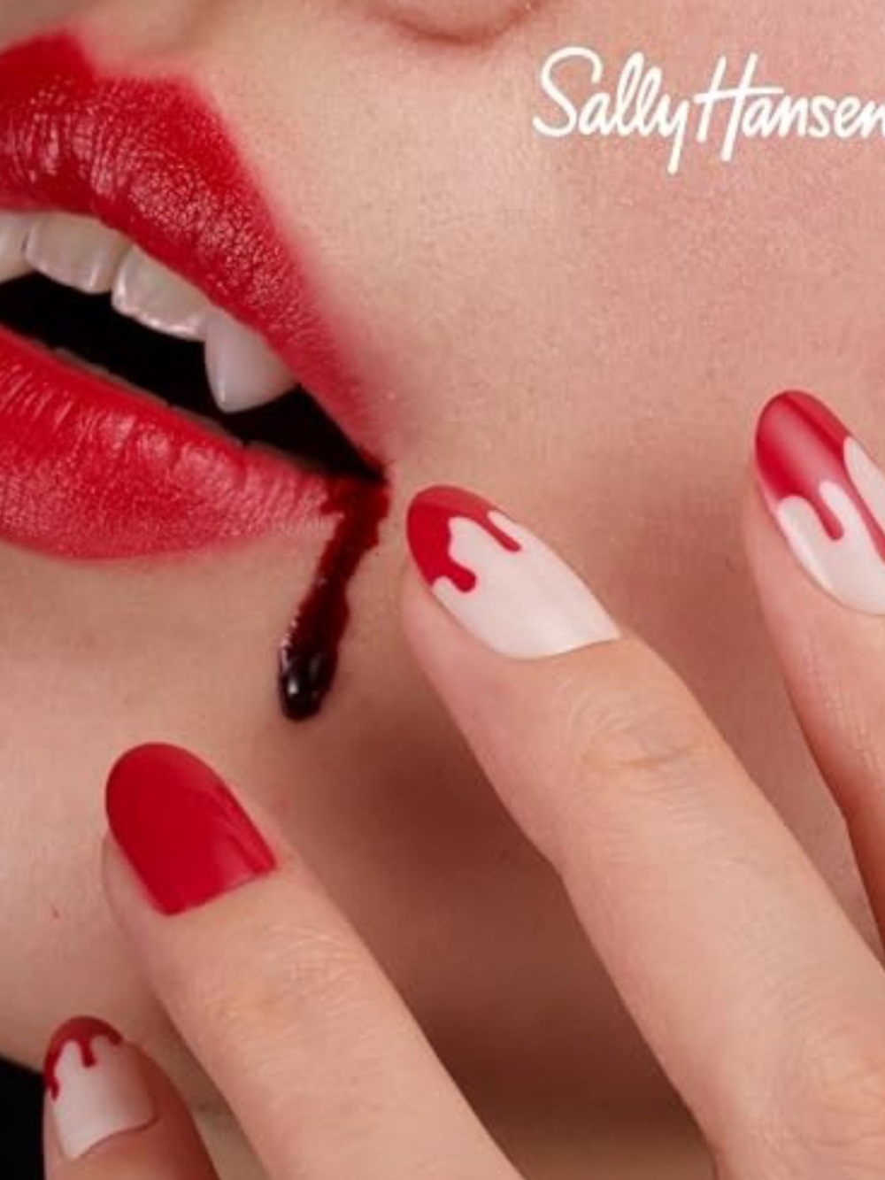 2PK- Sally Hansen Bampire Bloody Halloween Oval Shaped Press On Nails